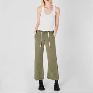 Paige Carly Wide Leg Cropped Pant Sz 27 Green Like New